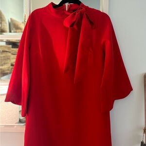 Elegant Red Dress with Bow Detail